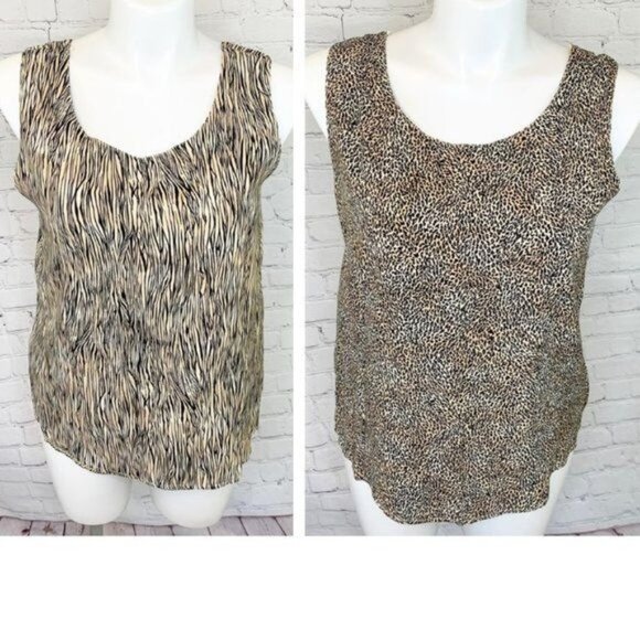City Girl by Nancy Bolen Tops - VINTAGE REVERSIBLE ZEBRA LEOPARD PRINT CITY GIRL BY NANCY BOLEN TANK TOP - 14